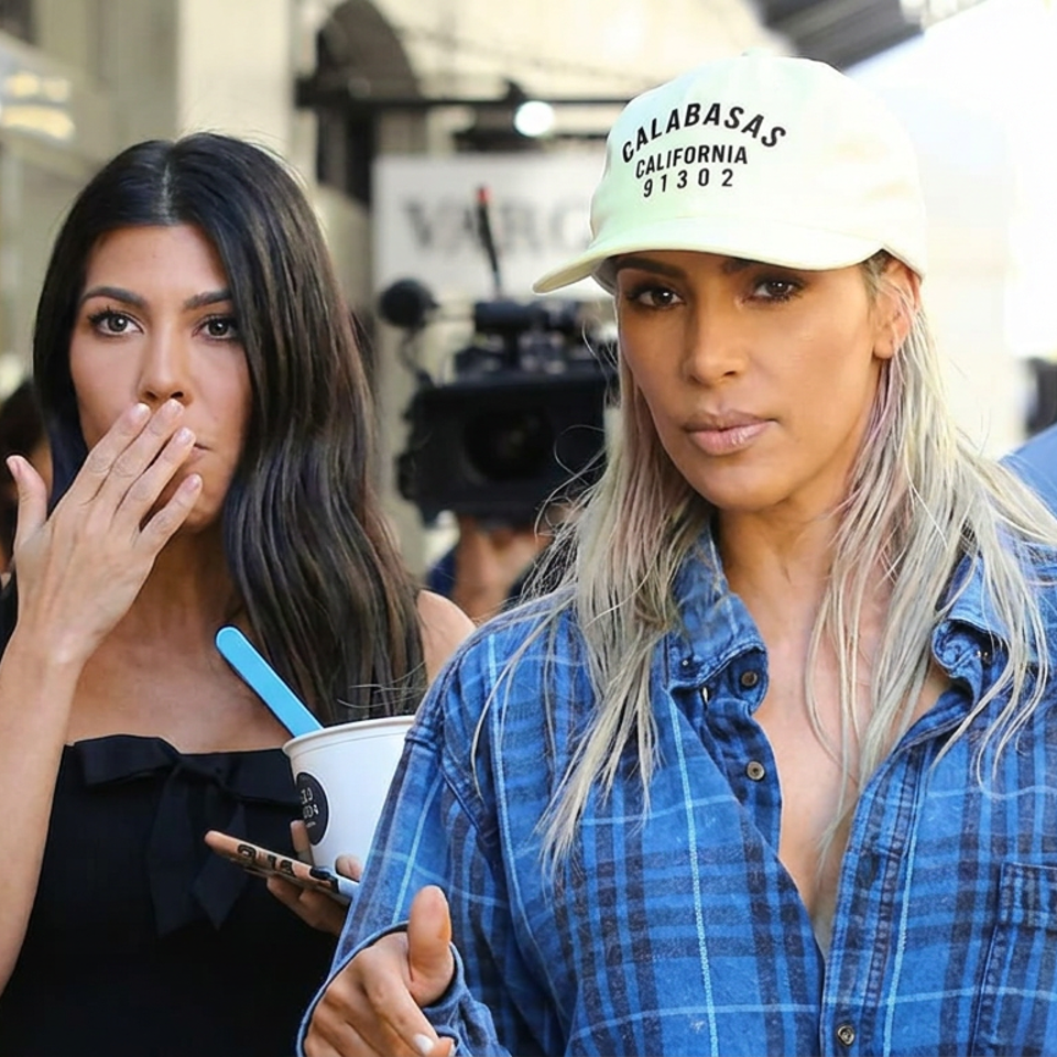 Two women stand outside amid onlookers and security personnel, one wearing a Galabasa California cap and holding a cup.