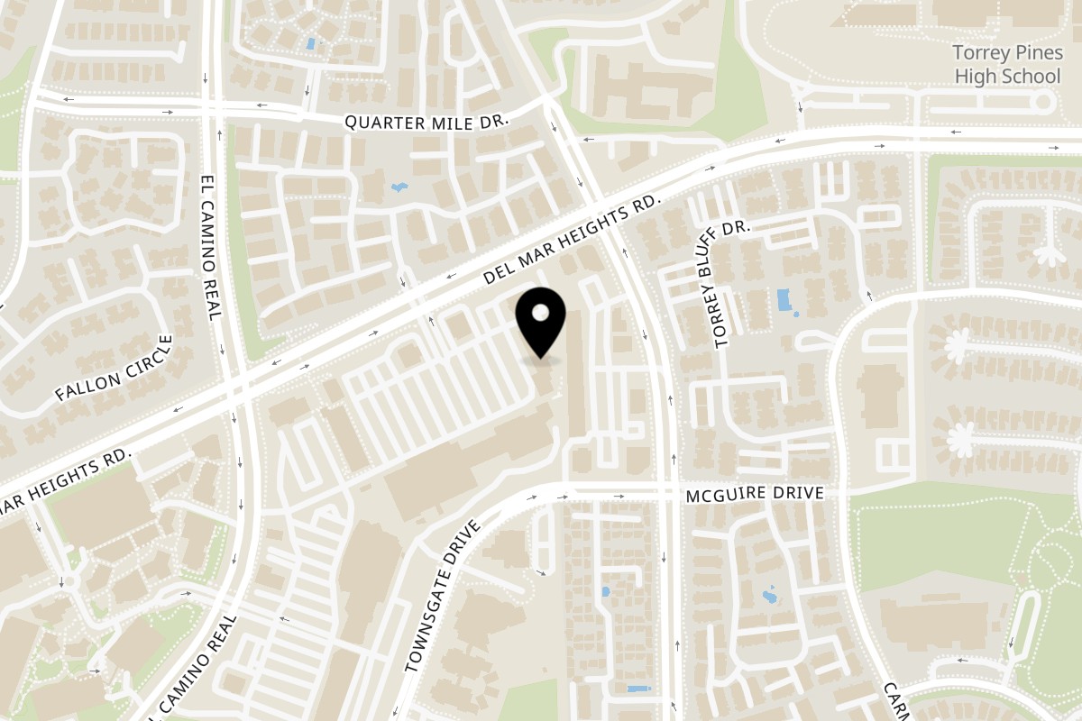 Map showing the location of Go Greek Yogurt Del Mar on 3545 Del Mar Heights Rd in San Diego