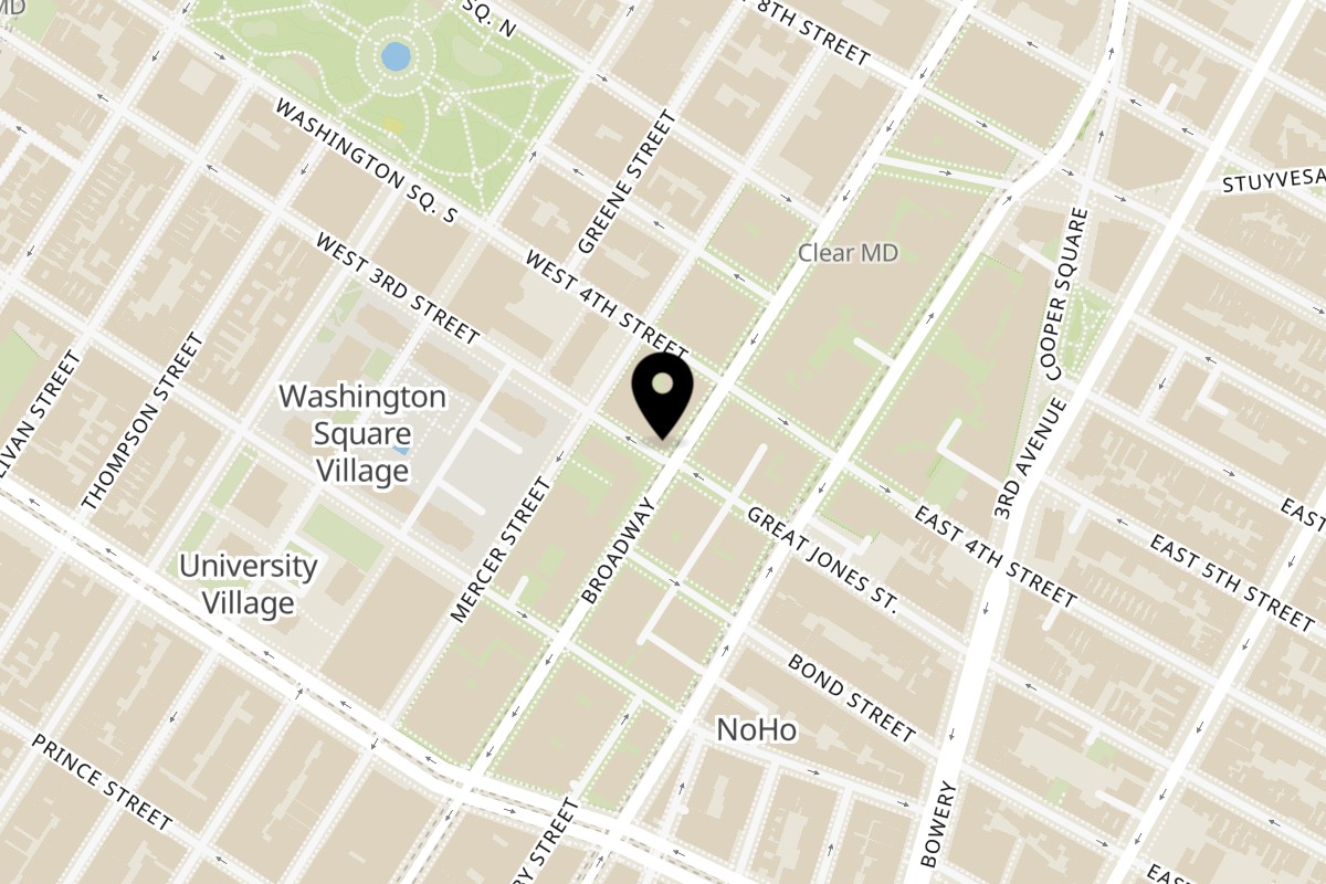 Map showing the location of Go Greek Yogurt SoHo on 683 Broadway in New York